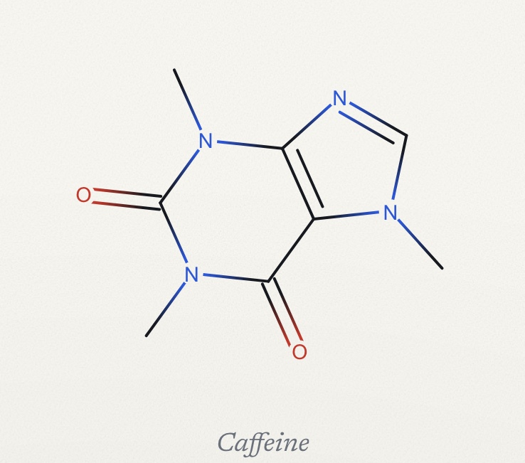A molecular structure drawn from SMILES — bonds, rings and heteroatoms generated from the string.
